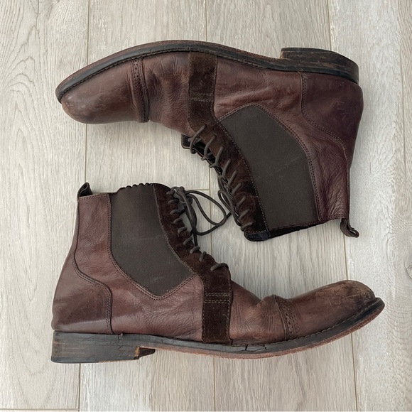 J.Lindeberg Leather Boots lace up ankle mens Brown (size 9.5) workwear retro main image 6